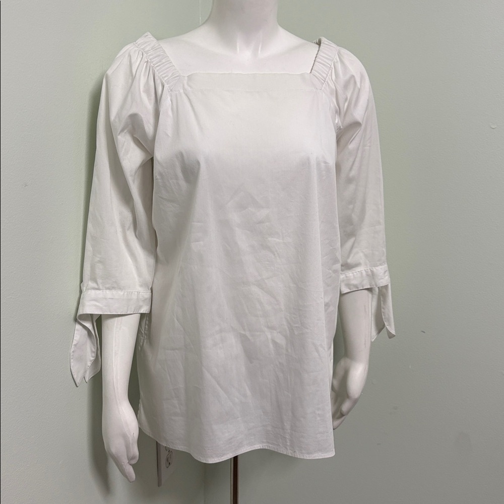 INAE Collection white cotton square neck blouse small